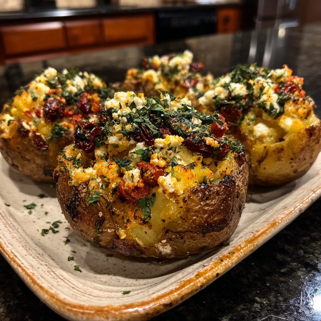 Mediterranean Stuffed Airfryer Potatoes