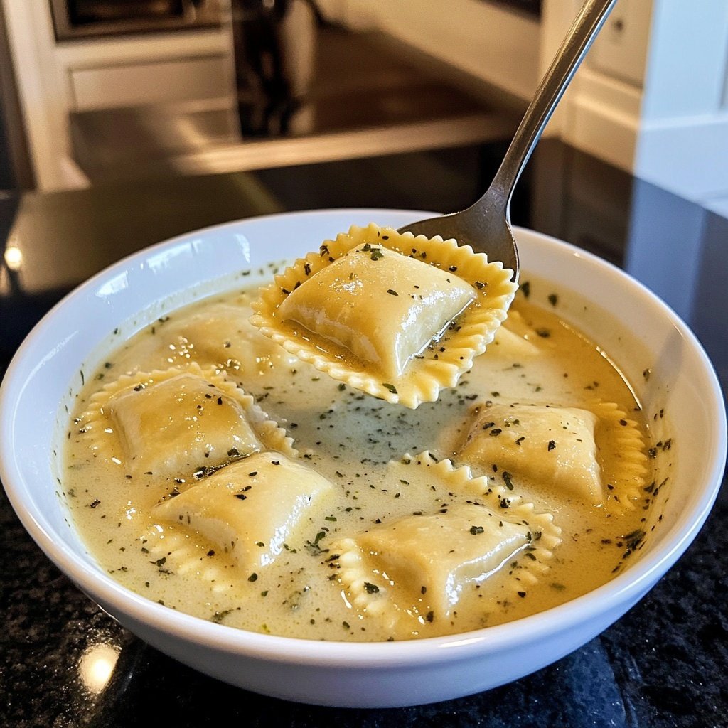 Creamy Tuscan Ravioli Soup