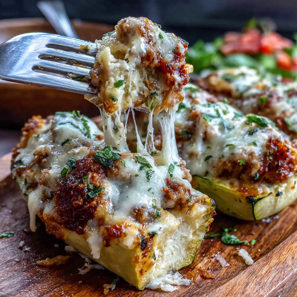 Stuffed Turkey Zucchini Boats