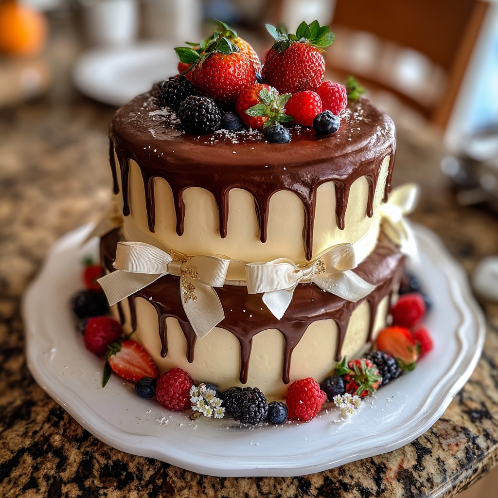 Two Tier Birthday Cake with Bows