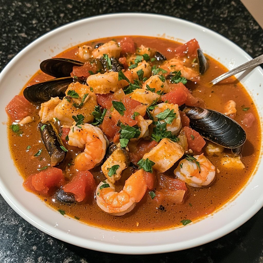 Cioppino Seafood Stew with Tomato Broth
