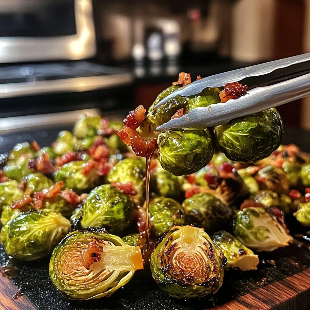 Roasted Brussels Sprouts with Bacon and Maple Syrup